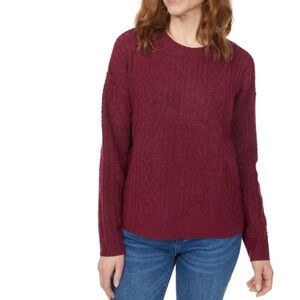 Legendary Outfitters Cable Knit Crewneck Sweater Garnet Red Sz L